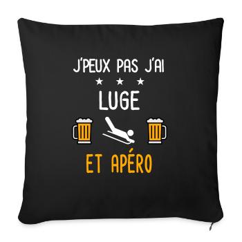 je peux pas j'ai luge apéro - Housse de coussin décorative 45 x 45 cm - noir - Devant