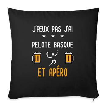 je peux pas j'ai pelote basque apéro - Housse de coussin décorative 45 x 45 cm - noir - Devant