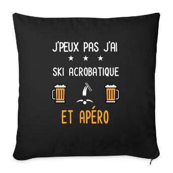 je peux pas j'ai ski acrobatique apéro - Housse de coussin décorative 45 x 45 cm - noir - Devant
