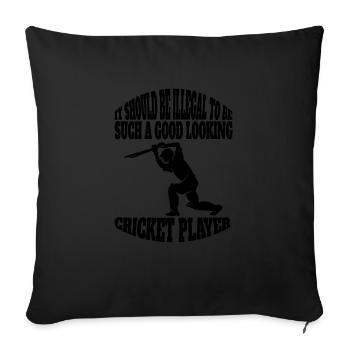 Slogan de cricket Équipe de fans de cricket Cadeau de cricket - Housse de coussin décorative 45 x 45 cm - noir - Devant