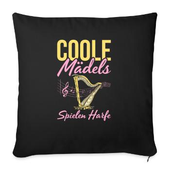 Coole Mädels Spielen Harfe Geschenk - Sofakissenbezug 45 x 45 cm - Schwarz - Vorne