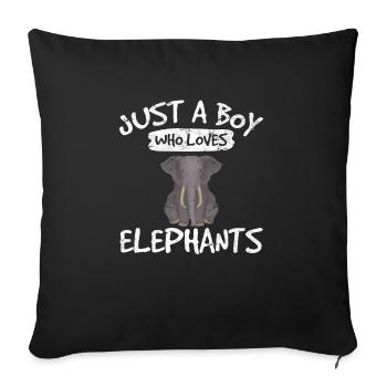Just A Boy Who Loves Elephants Funny Elephant Love - Sofa pillowcase 17,3'' x 17,3'' (45 x 45 cm) - black - Front