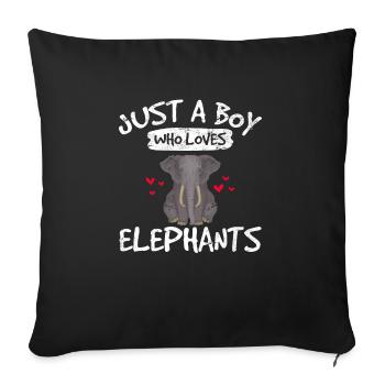 Just A Boy Who Loves Elephants Funny Elephant Love - Sofa pillowcase 17,3'' x 17,3'' (45 x 45 cm) - black - Front