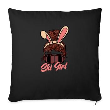 Costume Ski Girl Snowboard Ski Lapin - Housse de coussin décorative 45 x 45 cm - noir - Devant