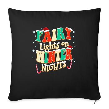 Lichterketten in Winternächten Weihnachten - Sofakissenbezug 45 x 45 cm - Schwarz - Vorne