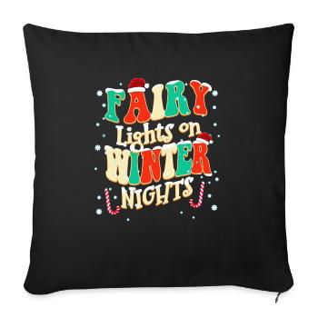 Citations de Noël Lumières de fées sur l’hiver - Housse de coussin décorative 45 x 45 cm - noir - Devant