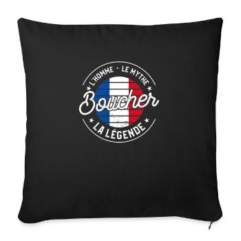Boucher L'Homme Le Mythe La Légende Boucherie - Housse de coussin décorative 45 x 45 cm - noir - Devant
