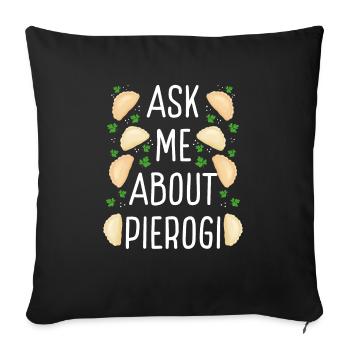 Pierogi Maker Posez-moi des questions sur Pierogi Polish Food - Housse de coussin décorative 45 x 45 cm - noir - Devant