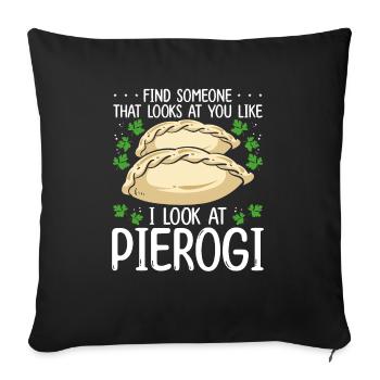 Pierogi Maker Comme je regarde la nourriture polonaise - Housse de coussin décorative 45 x 45 cm - noir - Devant