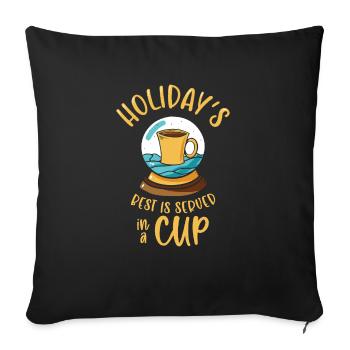 Noël Boule à neige Café Caféine Amateur de Caféine - Housse de coussin décorative 45 x 45 cm - noir - Devant