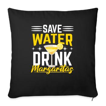 Économisez de l’eau Boire Margarita Cocktail alcoolisé - Housse de coussin décorative 45 x 45 cm - noir - Devant