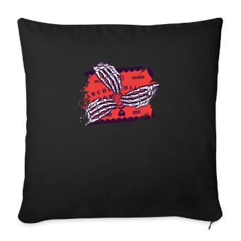 Rétro squelette d’Halloween jouant Ouija horreur - Housse de coussin décorative 45 x 45 cm - noir - Devant