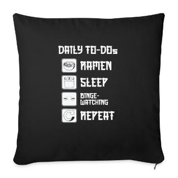 Fan de cinéma Daily Binge Watcher Ramen Lover - Housse de coussin décorative 45 x 45 cm - noir - Devant