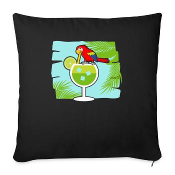 Margarita Drinker Parrot Lover Alcoholic Cocktail - Sofa pillowcase 17,3'' x 17,3'' (45 x 45 cm) - black - Front