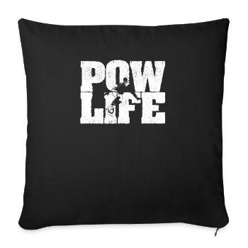Powlife Funny Snow Powder Snow Pow Life Winter - Sofa pillowcase 17,3'' x 17,3'' (45 x 45 cm) - black - Front