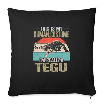 Lézard Tegu Herpétologiste - Housse de coussin décorative 45 x 45 cm - noir - Devant