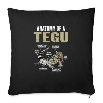 Lézard Tegu Herpétologiste - Housse de coussin décorative 45 x 45 cm - noir - Devant