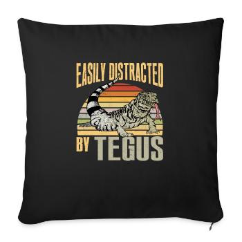 Lézard Tegu Herpétologiste - Housse de coussin décorative 45 x 45 cm - noir - Devant