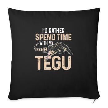 Lézard Tegu Herpétologiste - Housse de coussin décorative 45 x 45 cm - noir - Devant