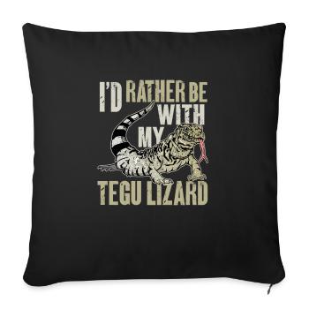 Lézard Tegu Herpétologiste - Housse de coussin décorative 45 x 45 cm - noir - Devant
