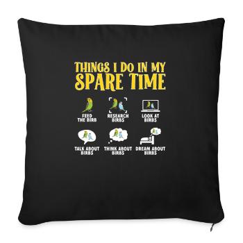 Budgerigar Perruche Oiseau Cadeau pour animaux de compagnie - Housse de coussin décorative 45 x 45 cm - noir - Devant