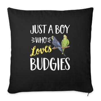 Budgerigar Perruche Oiseau Cadeau pour animaux de compagnie - Housse de coussin décorative 45 x 45 cm - noir - Devant