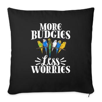 Budgerigar Perruche Oiseau Cadeau pour animaux de compagnie - Housse de coussin décorative 45 x 45 cm - noir - Devant