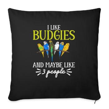 Budgerigar Perruche Oiseau Cadeau pour animaux de compagnie - Housse de coussin décorative 45 x 45 cm - noir - Devant