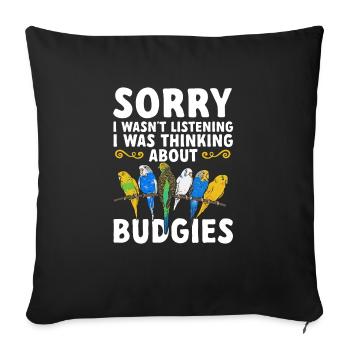 Budgerigar Parakeet Bird Pet Gift - Sofa pillowcase 17,3'' x 17,3'' (45 x 45 cm) - black - Front
