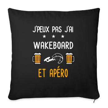 je peux pas j'ai wakeboard wind apéro - Housse de coussin décorative 45 x 45 cm - noir - Devant