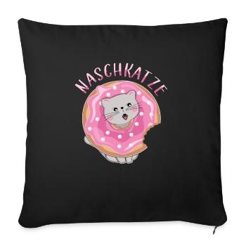 Nascher Leckermaul Schleckermaul Naschkatze - Sofakissenbezug 45 x 45 cm - Schwarz - Vorne