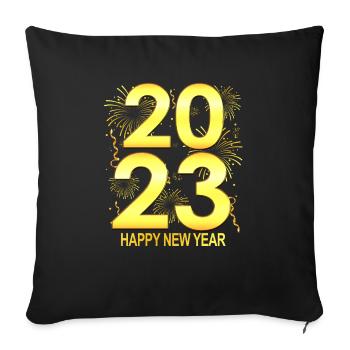 Party for New Year 2023 - Happy New Year - Sofa pillowcase 17,3'' x 17,3'' (45 x 45 cm) - black - Front