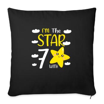 Fille d’anniversaire de 7 ans à The Star avec 7 - Housse de coussin décorative 45 x 45 cm - noir - Devant