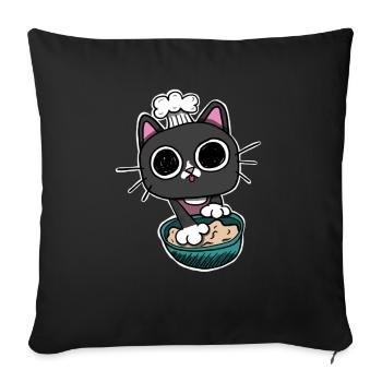 Kitty making Biscuits Cat Black - Sofa pillowcase 17,3'' x 17,3'' (45 x 45 cm) - black - Front