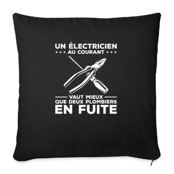 Un Électricien Au Courant Vaut Mieux Que Deux - Housse de coussin décorative 45 x 45 cm - noir - Devant