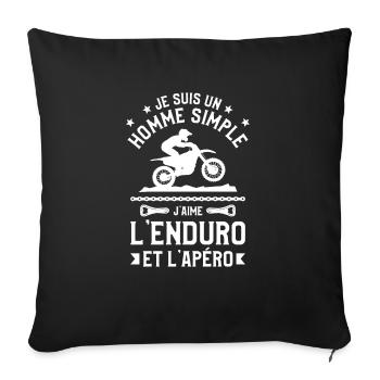 Je Suis Un Homme Simple J'aime L'Enduro Et L'Apéro - Housse de coussin décorative 45 x 45 cm - noir - Devant