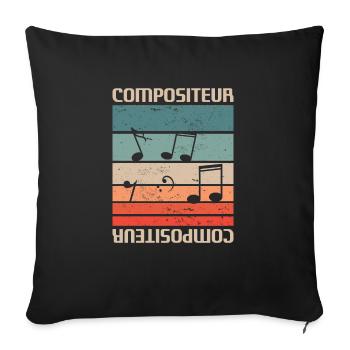 Vintage Retro Compositeur Composition Musicale - Housse de coussin décorative 45 x 45 cm - noir - Devant