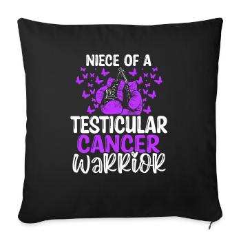 Sensibilisation au cancer du testicule Nièce Tante Oncle - Housse de coussin décorative 45 x 45 cm - noir - Devant