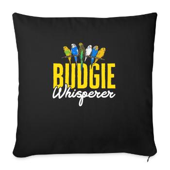 Budgerigar Perruche Oiseau Cadeau pour animaux de compagnie - Housse de coussin décorative 45 x 45 cm - noir - Devant