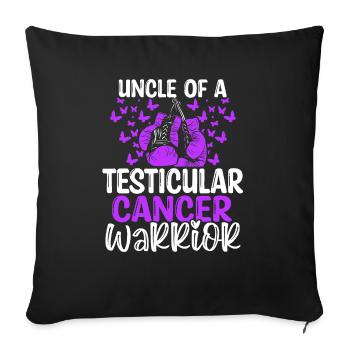 Sensibilisation au cancer du testicule Oncle Neveu Nièce - Housse de coussin décorative 45 x 45 cm - noir - Devant