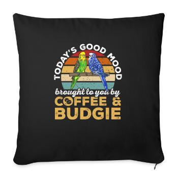 Budgerigar Perruche Oiseau Cadeau pour animaux de compagnie - Housse de coussin décorative 45 x 45 cm - noir - Devant