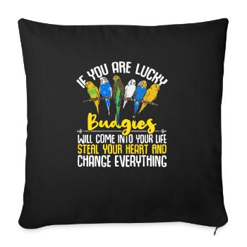 Budgerigar Parakeet Bird Pet Gift - Sofa pillowcase 17,3'' x 17,3'' (45 x 45 cm) - black - Front