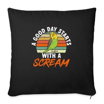 Budgerigar Parakeet Bird Pet Gift - Sofa pillowcase 17,3'' x 17,3'' (45 x 45 cm) - black - Front