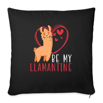 Valentinstag Herztag Amor Liebe Lama Liebhaber - Sofakissenbezug 45 x 45 cm - Schwarz - Vorne