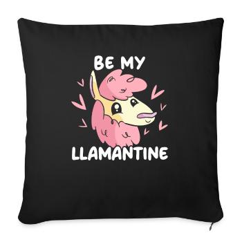 Valentinstag Herztag Amor Liebe Lama Liebhaber - Sofakissenbezug 45 x 45 cm - Schwarz - Vorne