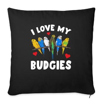 Budgerigar Parakeet Bird Pet Gift - Sofa pillowcase 17,3'' x 17,3'' (45 x 45 cm) - black - Front