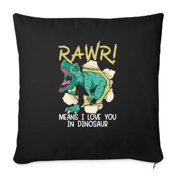 Rawr signifie que je t’aime à la Saint-Valentin des dinosaures - Housse de coussin décorative 45 x 45 cm - noir - Devant