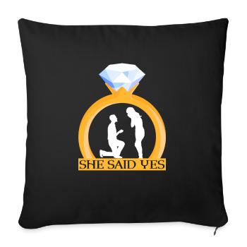 Proposition de fiançailles de couple de la Saint-Valentin Journée du cœur - Housse de coussin décorative 45 x 45 cm - noir - Devant