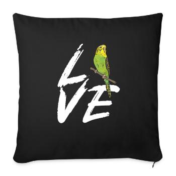 Budgerigar Perruche Oiseau Cadeau pour animaux de compagnie - Housse de coussin décorative 45 x 45 cm - noir - Devant