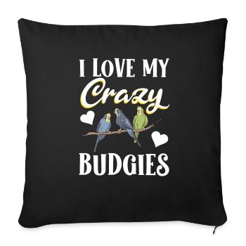 Budgerigar Parakeet Bird Pet Gift - Sofa pillowcase 17,3'' x 17,3'' (45 x 45 cm) - black - Front